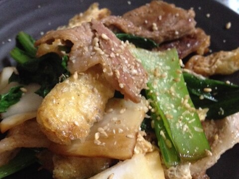 小松菜と大根と豚肉の炒め物